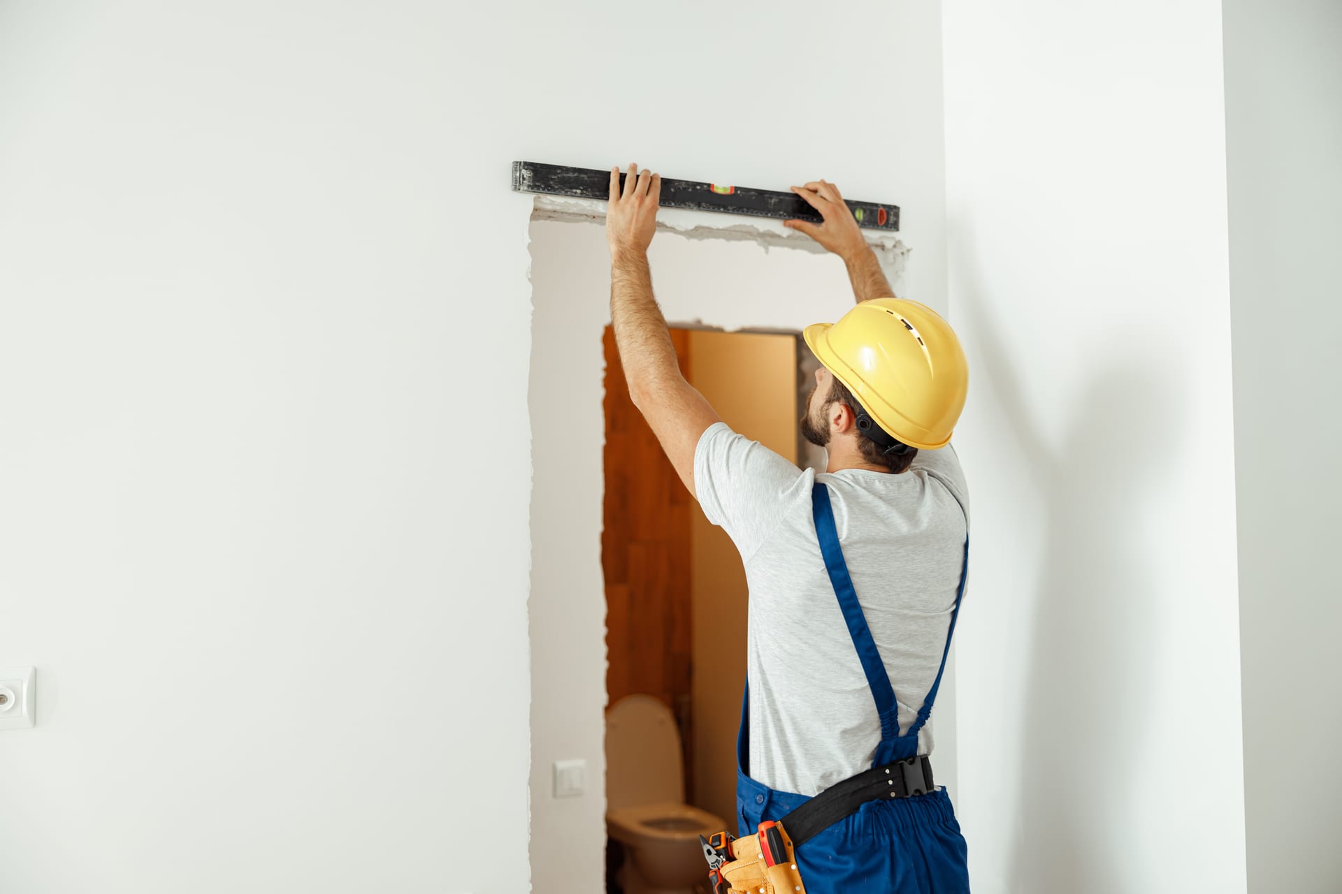 Drywall repair work in progress