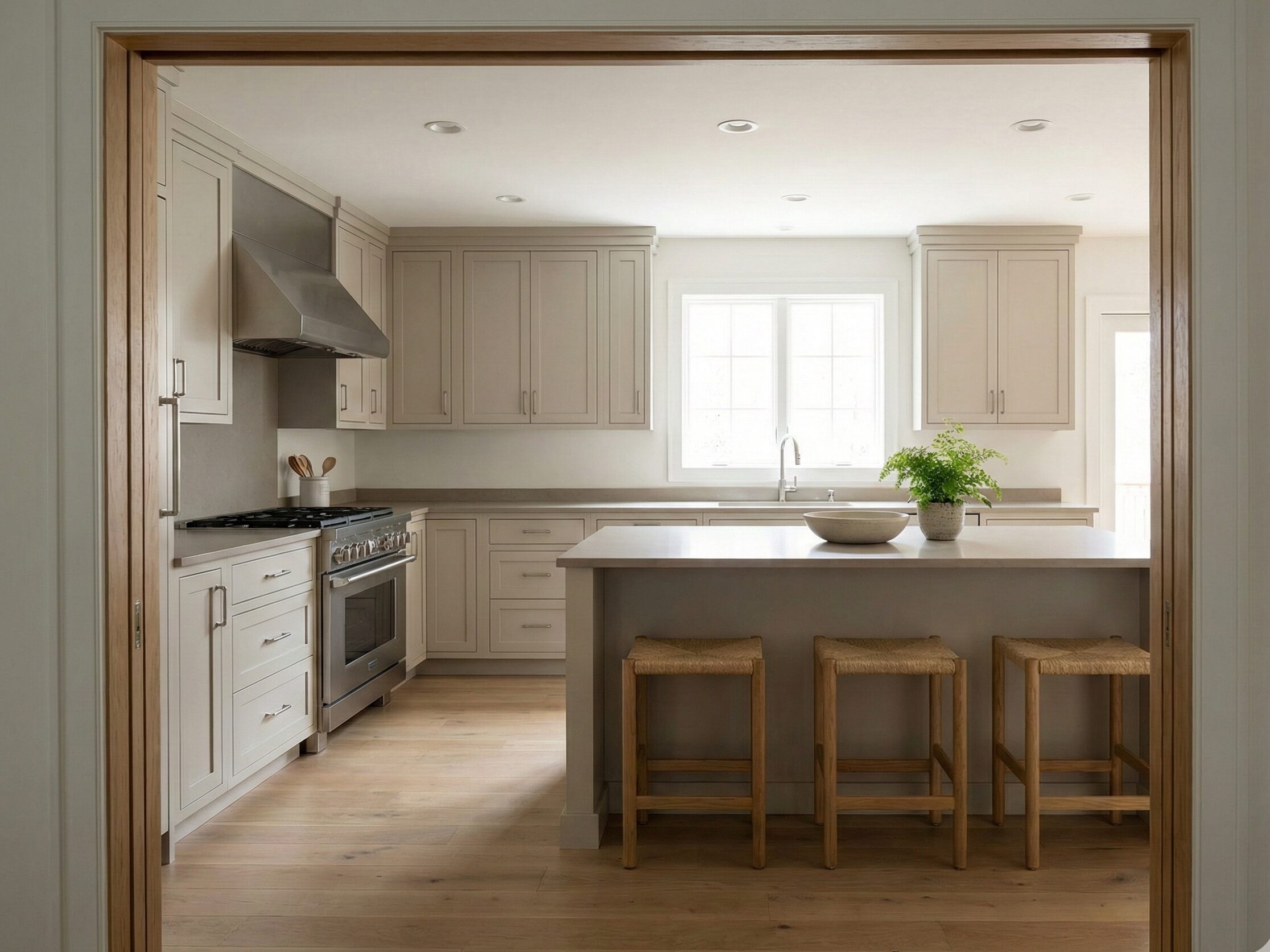 Kitchen remodeling workspace with cabinetry and finish materials