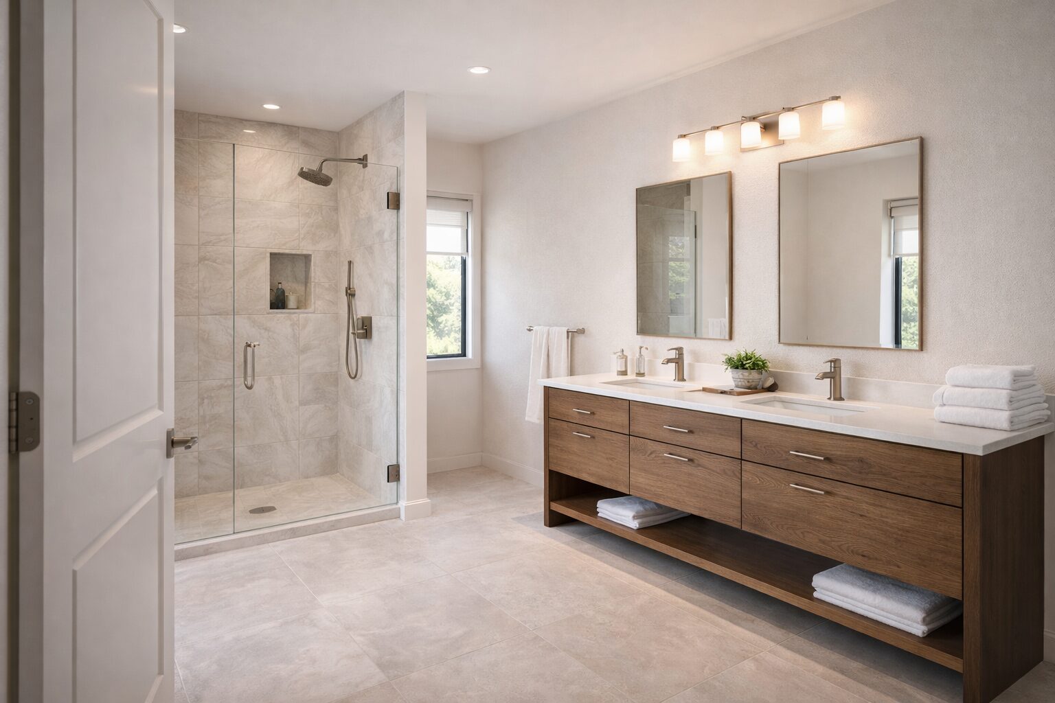 Bathroom with natural light and modern finishes