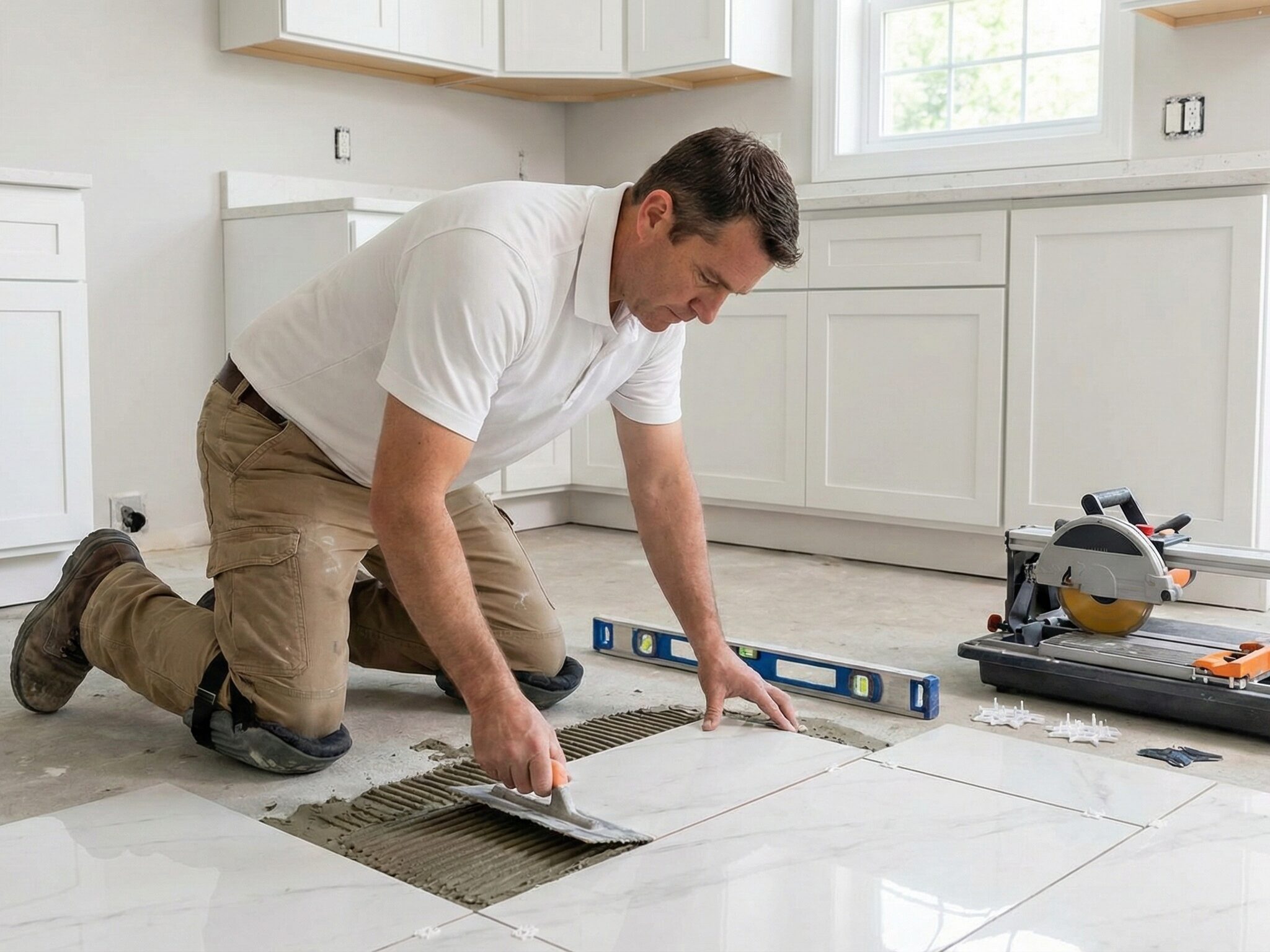 Large format tile installation